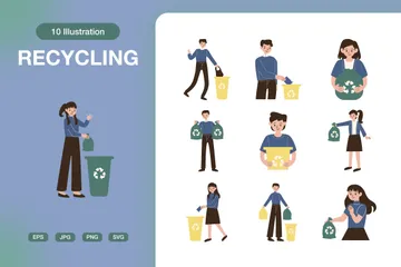 Müll wegwerfen Illustrationspack