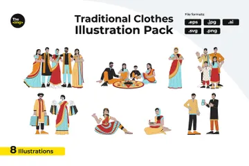 Pessoas multiculturais de Diwali Pacote de Ilustrações
