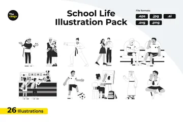 Multikulturelle Schüler Illustrationspack