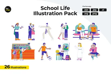 Multikulturelle Schüler Illustrationspack