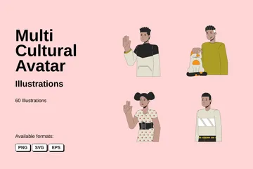 Multikultureller Avatar Illustrationspack