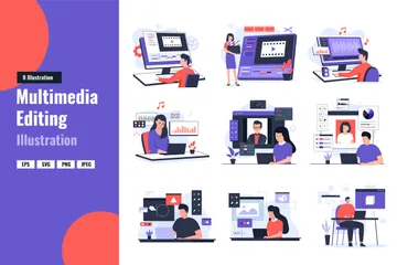 Multimedia Editing Illustration Pack