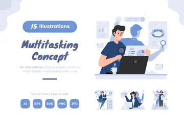 Multitasking Concept Illustration Pack