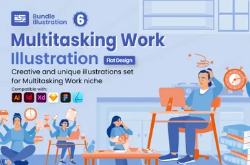 Multitasking-Arbeit Illustrationspack