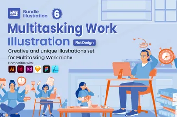 Multitasking Work Illustration Pack