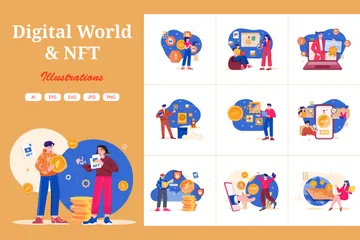 NFT del mundo digital Paquete de Ilustraciones