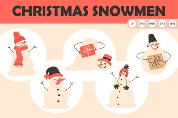 Muñecos de nieve navideños Paquete de Ilustraciones