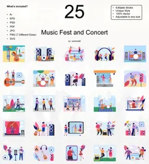 Music Fest And Concert Illustration Pack