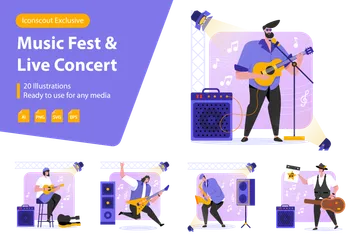 Music Fest And Live Concert Illustration Pack