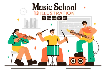 Music School Illustration Pack