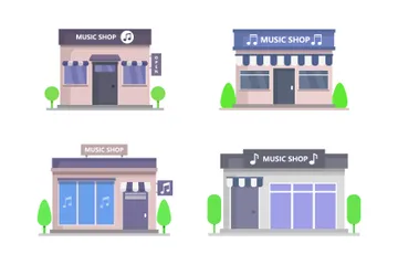 Music Shop Buildings Illustration Pack