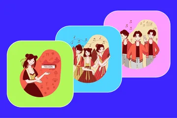 Música Pop Chinesa Pacote de Ilustrações