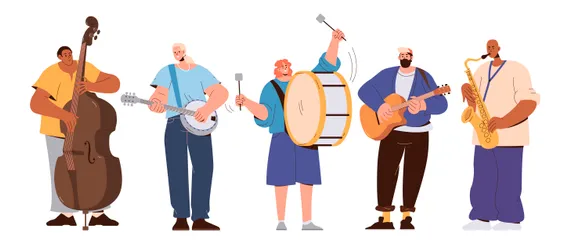 Musiciens de rue Pack d'Illustrations