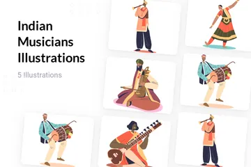 Músicos Indianos Pacote de Ilustrações