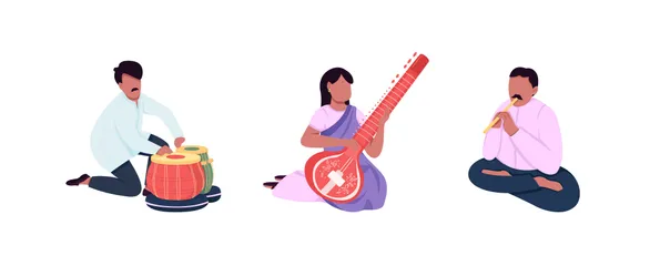 Músicos tradicionales indios Paquete de Ilustraciones