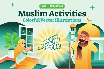 Muslim Activities Illustration Pack