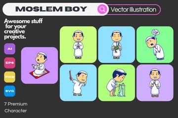 Muslim Boy Illustration Pack