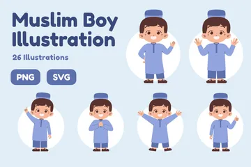 Muslim Boy Illustration Pack