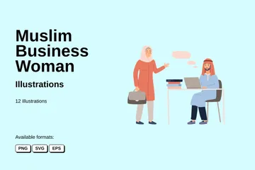 Muslim Business Woman Illustration Pack