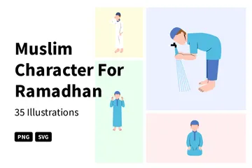 Muslim Character For Ramadhan Illustration Pack