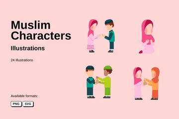 Muslim Characters Illustration Pack