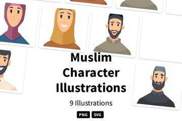 Muslimischer Charakter Illustrationspack