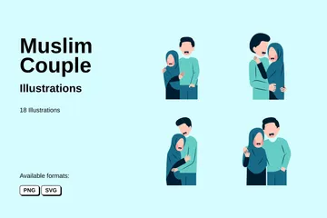 Muslim Couple Illustration Pack