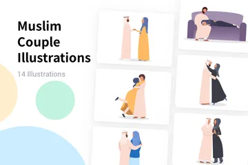 Muslim Couple Illustration Pack