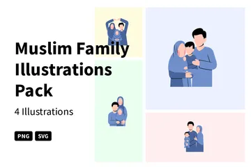イスラム教徒の家族 イラストパック
