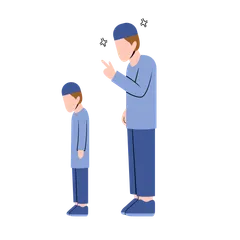 Muslim Father Scolding Son Illustration Pack
