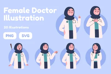 Muslim Female Doctor Illustration Pack