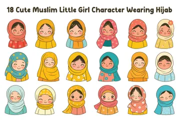 Muslim Girl Character Illustration Pack