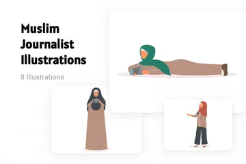 Muslim Journalist Illustration Pack