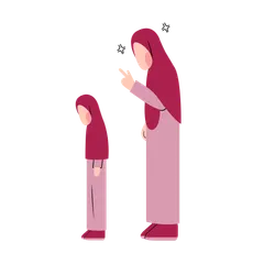 Muslim Mother Scolding Daughter Illustration Pack