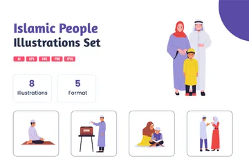 Muslim People Activity Illustration Pack