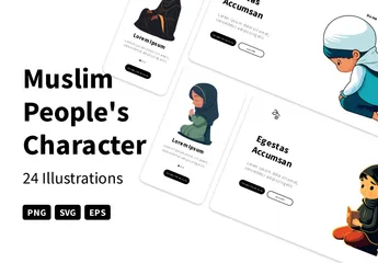 Muslim People's Character Illustration Pack