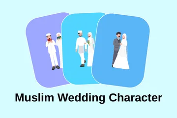 イスラム教の結婚式のキャラクター イラストパック