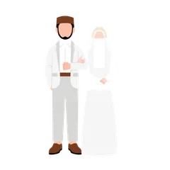 Muslim Wedding Couple Illustration Pack