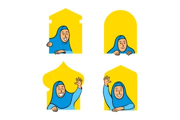 Muslim Woman Illustration Pack