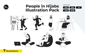 Muslim Women Daily Lives Illustration Pack