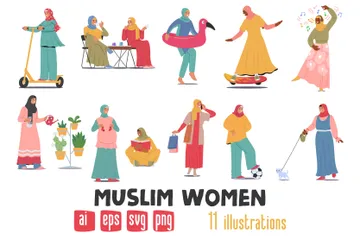 Muslim Women Illustration Pack