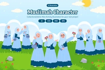 Muslimah Hijab Illustration Pack