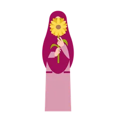 Muslimah Holding Flower Illustration Pack