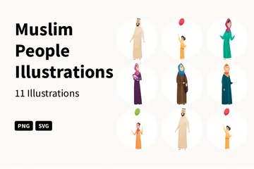 Muslimische Menschen Illustrationspack