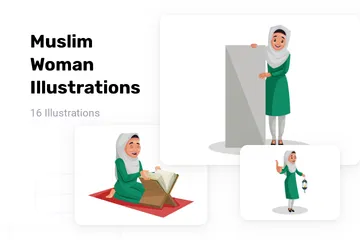Muslimische Frau Illustrationspack