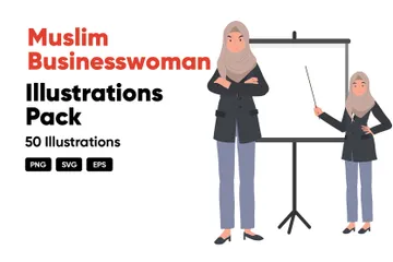 Muslimische Geschäftsfrau Illustrationspack