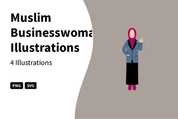 Muslimische Geschäftsfrau Illustrationspack