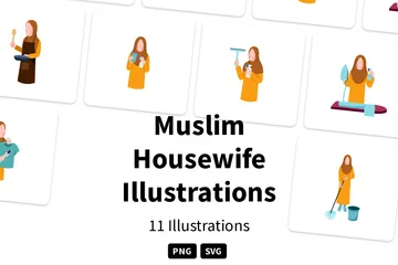 Muslimische Hausfrau Illustrationspack