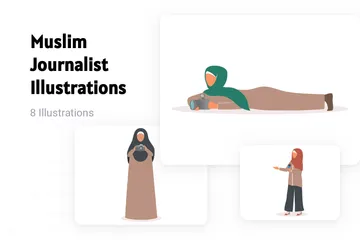 Muslimischer Journalist Illustrationspack