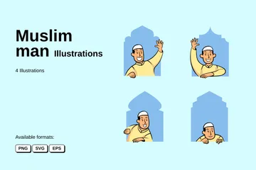 Muslimischer Mann Illustrationspack